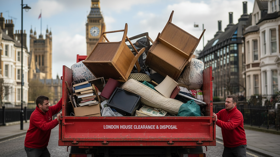 Close-up view of a van loaded with household rubbish ready for disposal