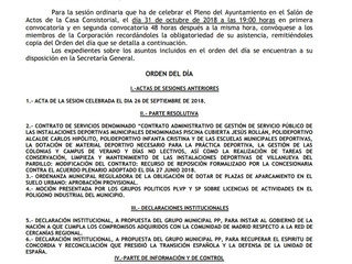 Pleno ordinario de octubre
