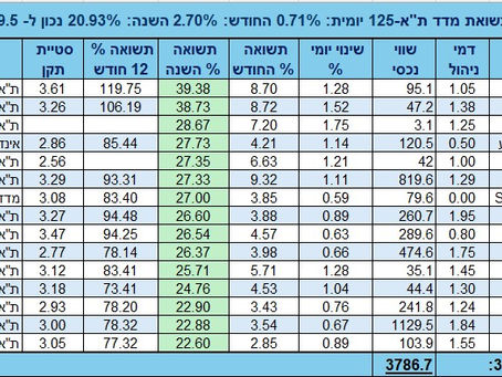 קרנות מחקות ואקטיביות מובילות תשואה מתחילת השנה על מגזר ת"א-125, רובן עם תשואה עודפת על מדד ת"א 125 