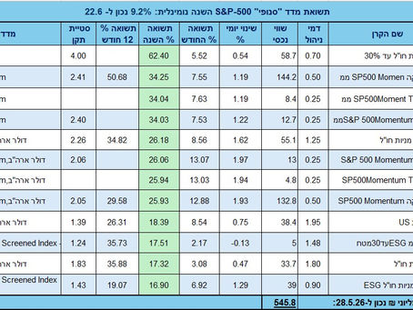 12 קרנות מחקות, אקטיביות על מדד SP-500 מובילות תשואות מתחילת השנה 