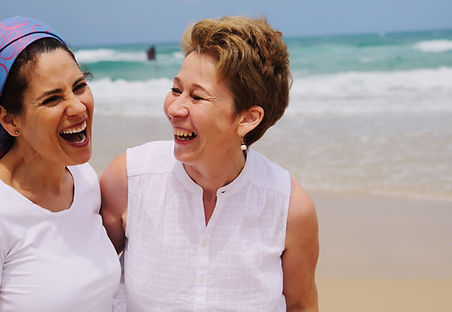 Jewish tourists enjoying the beacg