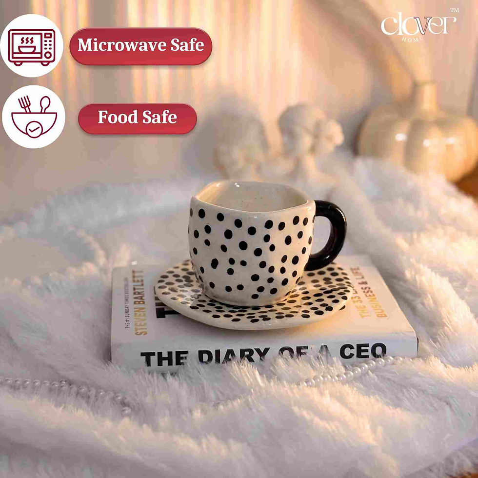 Thumbnail: Classy Spoty Ceramic Cup and Saucer Set – 200 ml