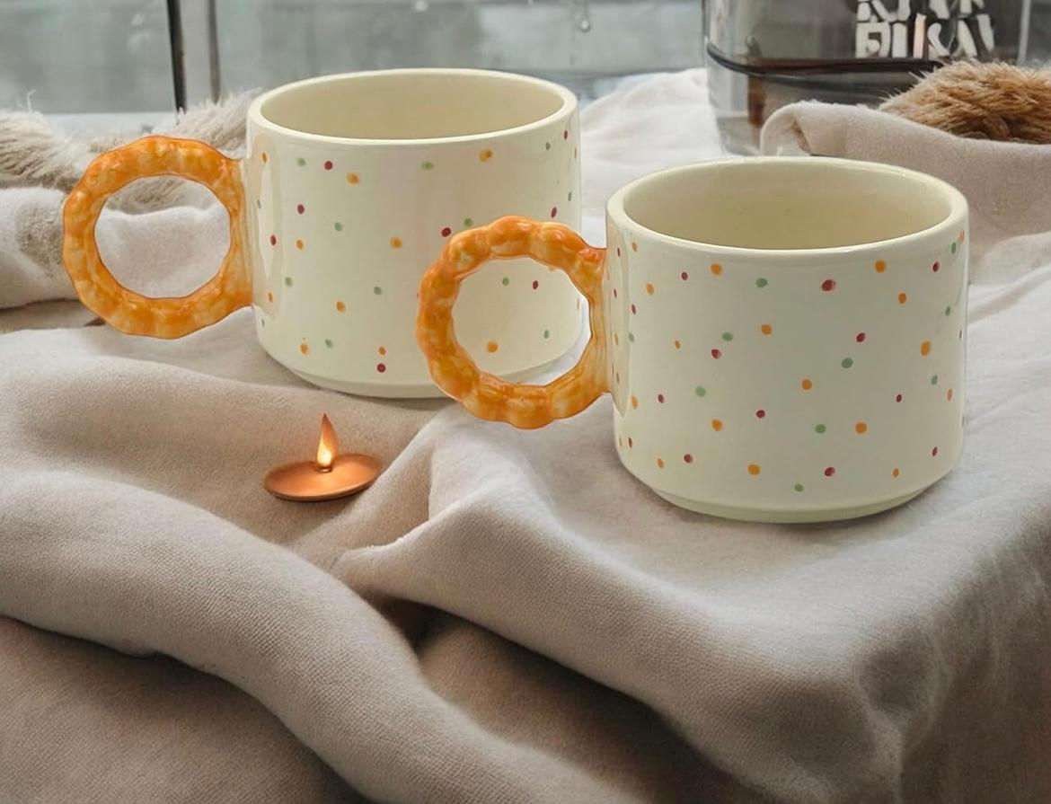 Clover Home’s Polka Pretzel Delight Mug – 280ml – Pack of 1