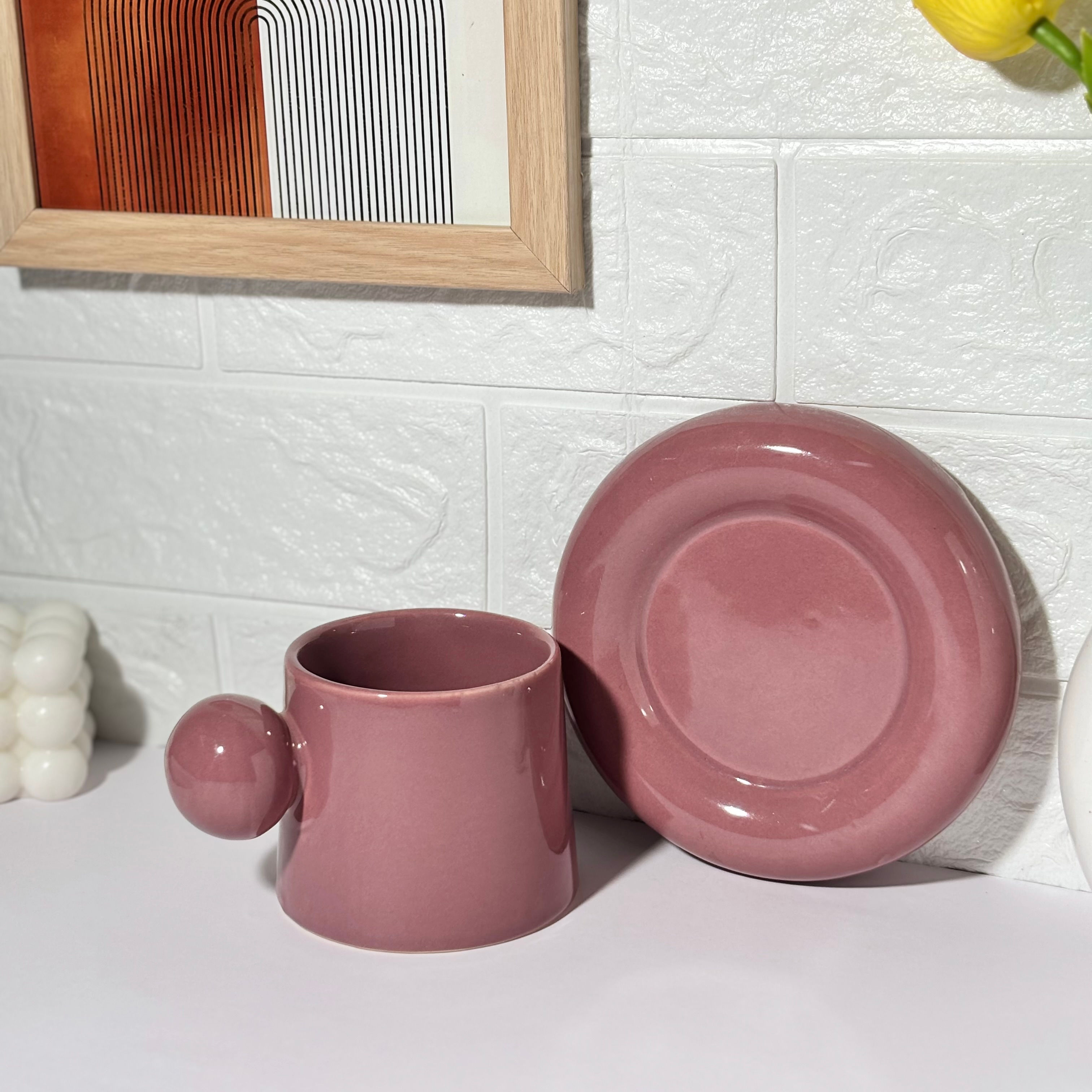 Mauve Diva Ceramic Cup and Saucer Set – 260 ml