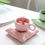 Thumbnail: Clover Home’s Pink Pastel Quilt Ceramic Cup and Saucer Set – Pack of 2