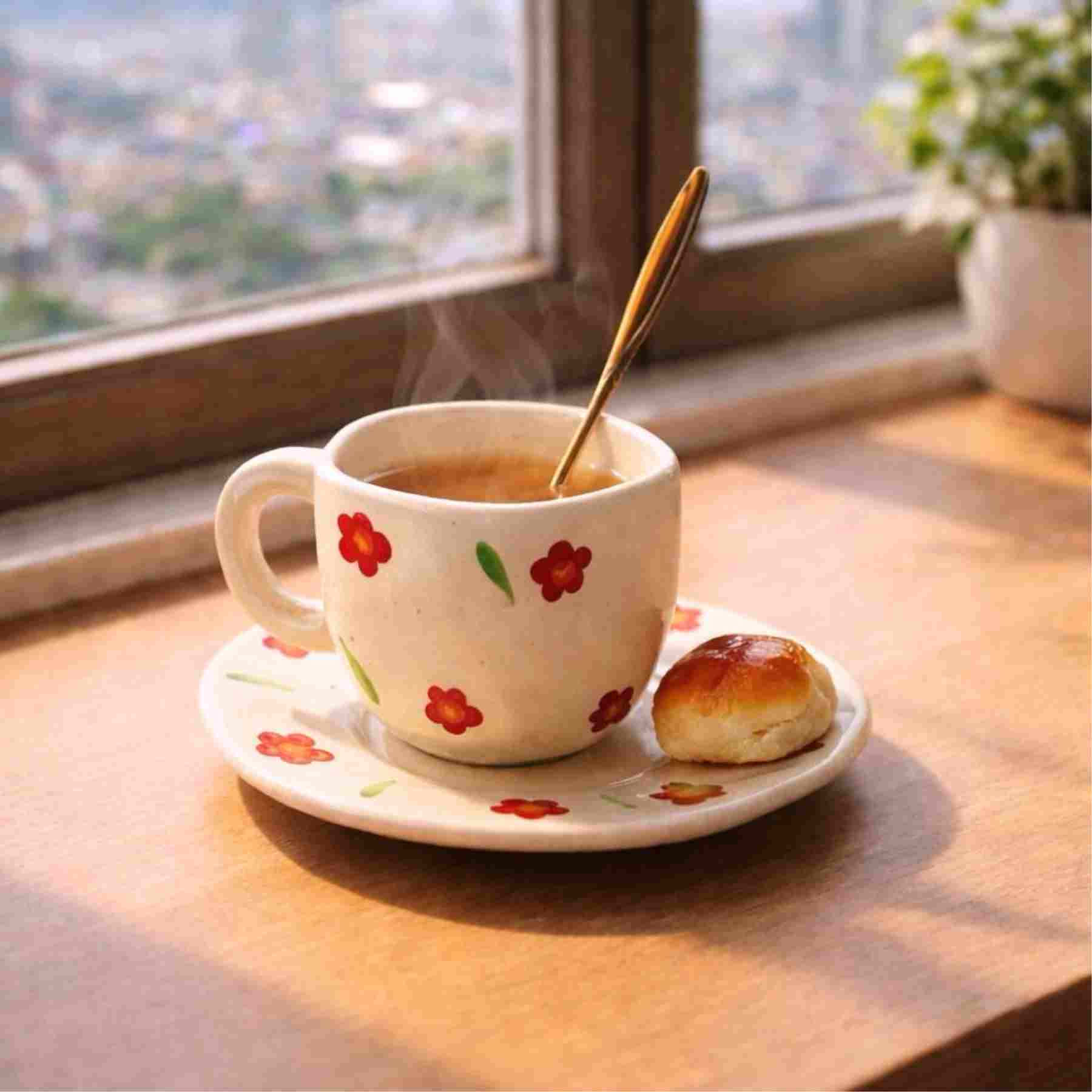 Petal Ceramic Cup and Saucer Set – 250 ml