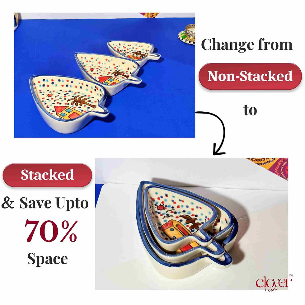 Thumbnail: Handpainted Leaf Platter Set of 3 - 200 ML, 150 ML & 65 ML
