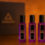 Three Caelith perfume bottles with text and logo, 20 ML set of 3 combo box, and box.