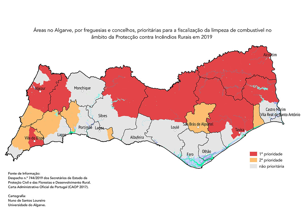 Áreas do Algarve, por freguesias e concelhos