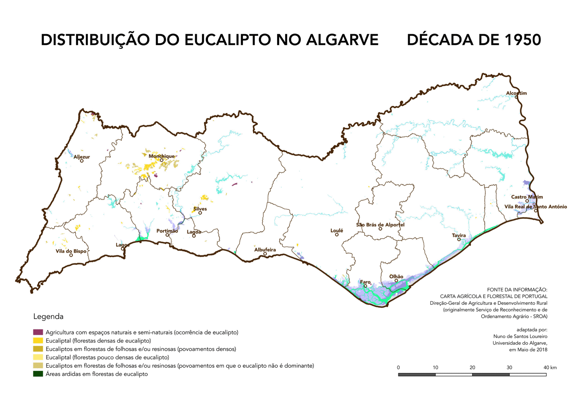 Distribuição do Eucalipto no Algarve