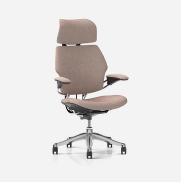 Ergonomic office chair with headrest and armrests, for comfortable office seating.