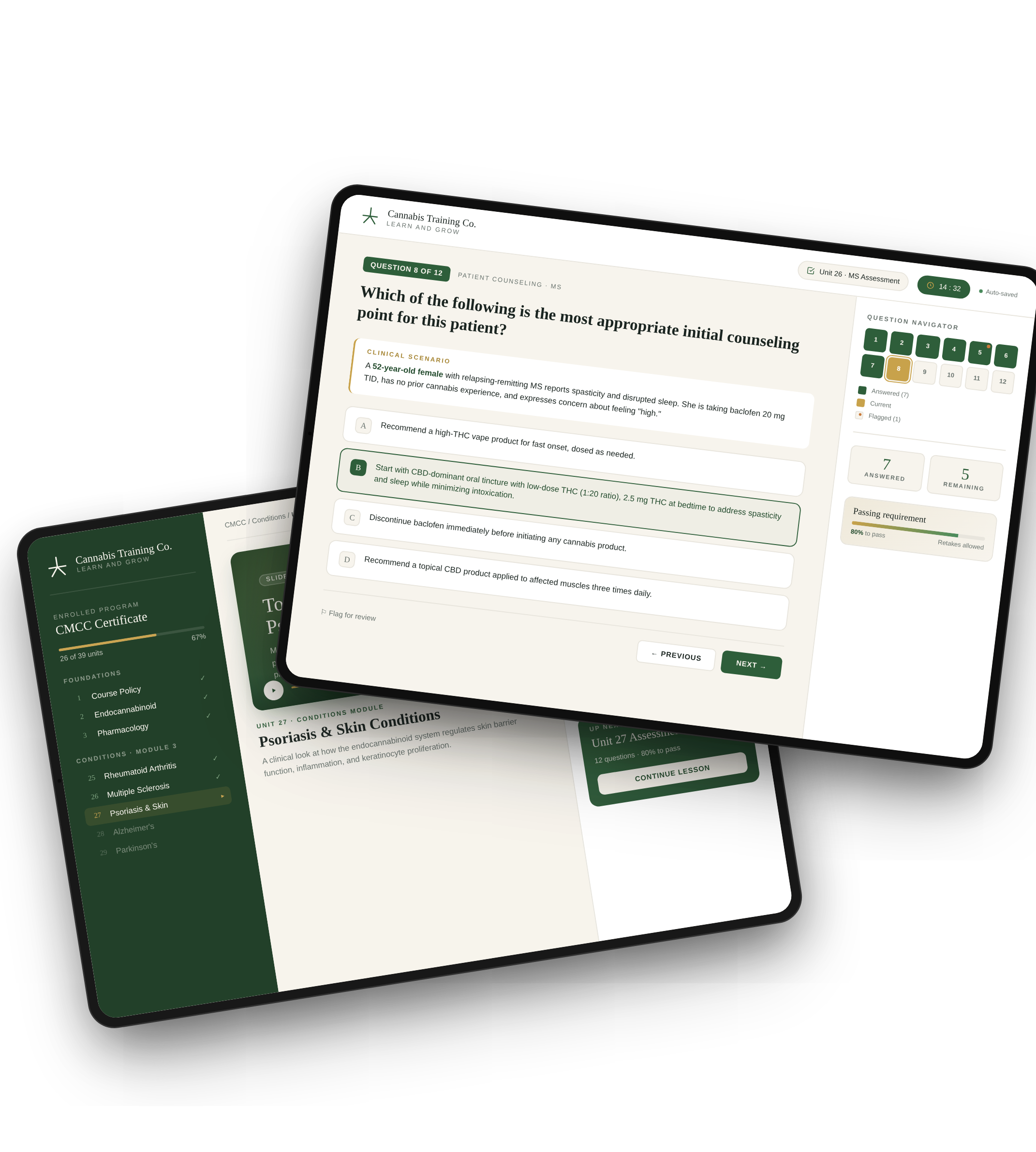 Course assessment shown on tablet