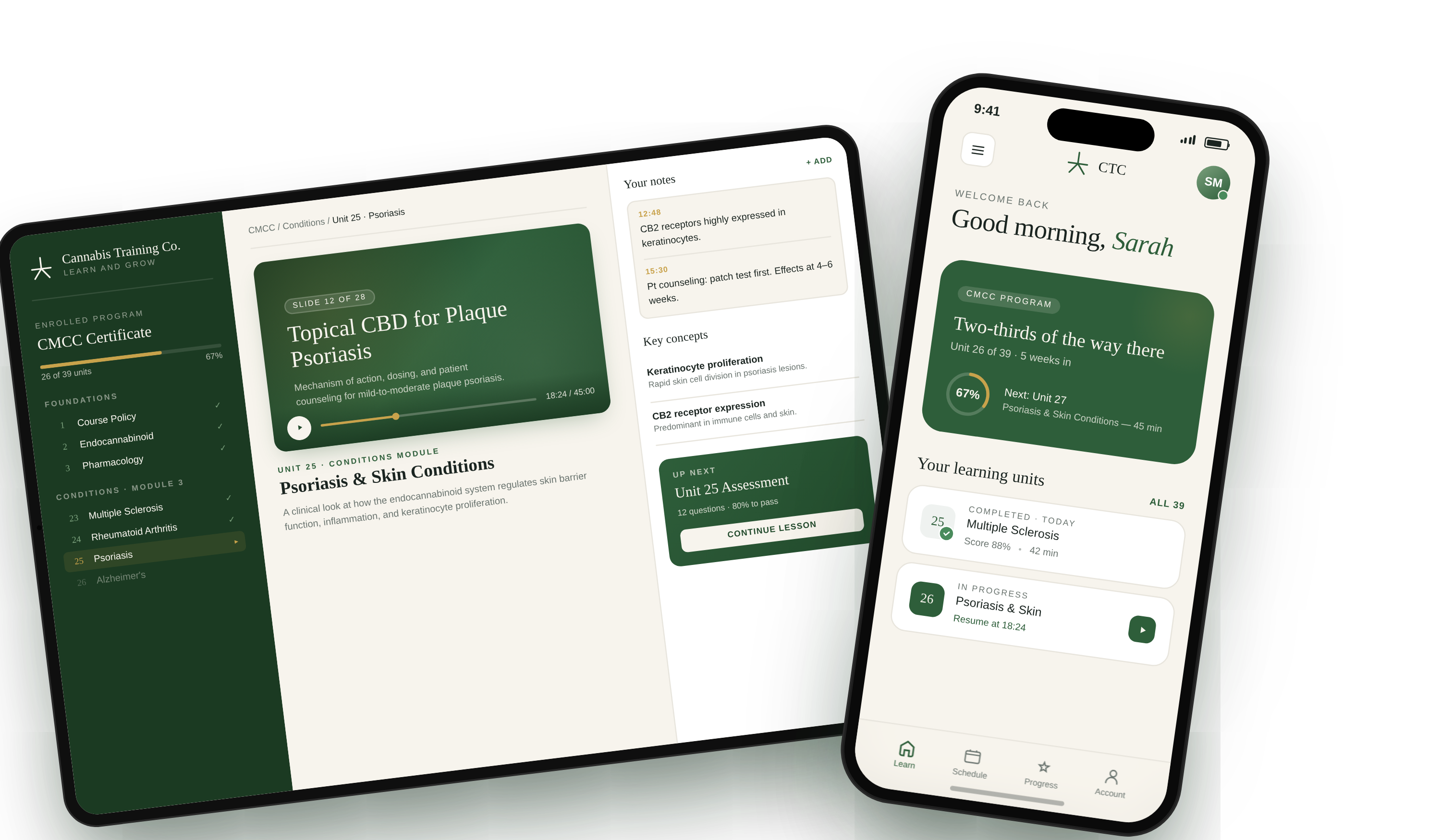 Cannabis Training Company learning platform on laptop and phone
