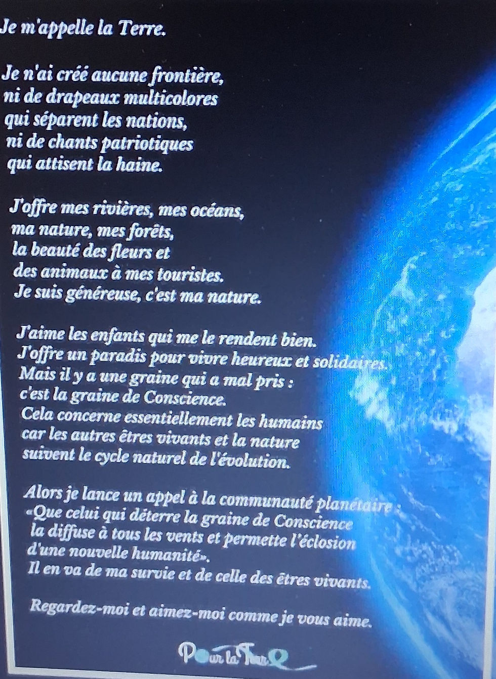 Message de la Terre