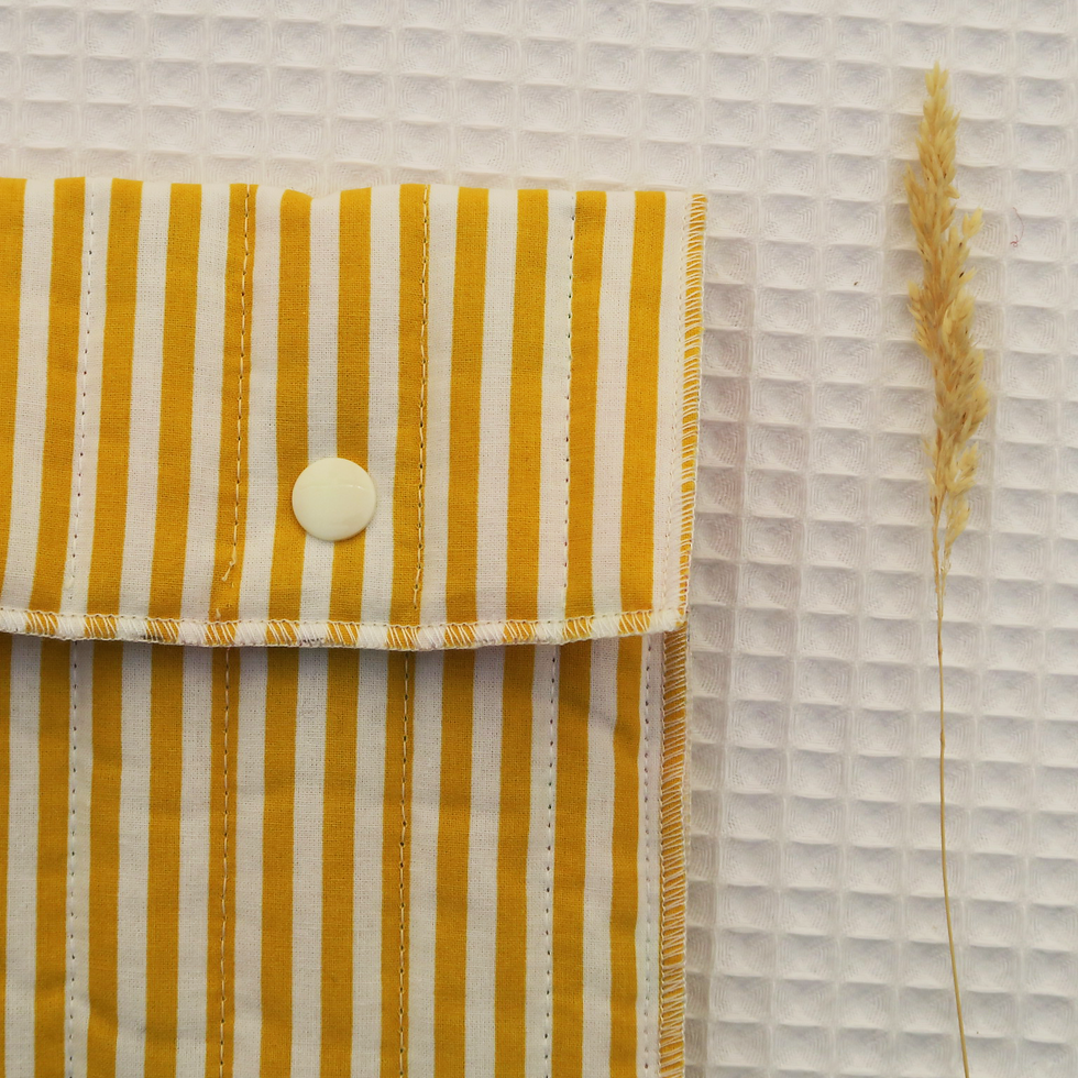 Miniature : Pochette à livre coton - Format Poche ou Broché - STRIPES YELLOW