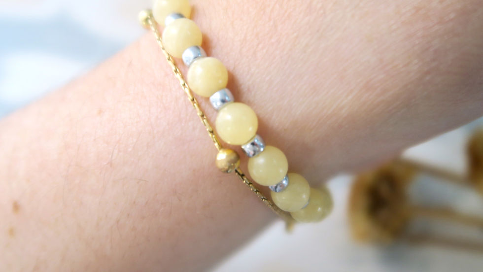 Miniature : Bracelet en pierres fines - Jade miel