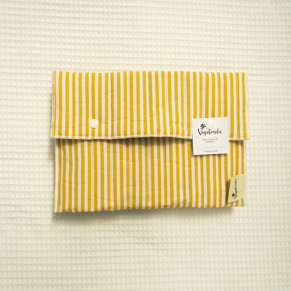 Miniature : Pochette à livre coton - Format Poche ou Broché - STRIPES YELLOW