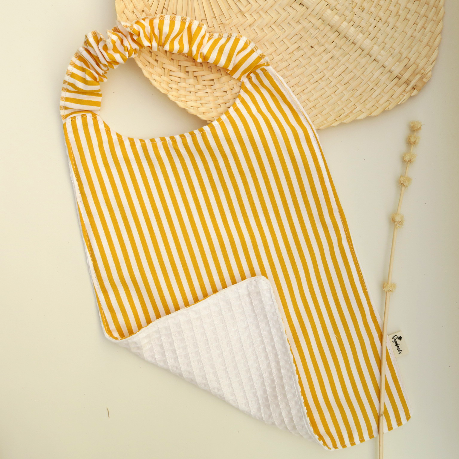 Serviette repas enfant en tissu - Idéale pour la cantine -STRIPES YELLOW
