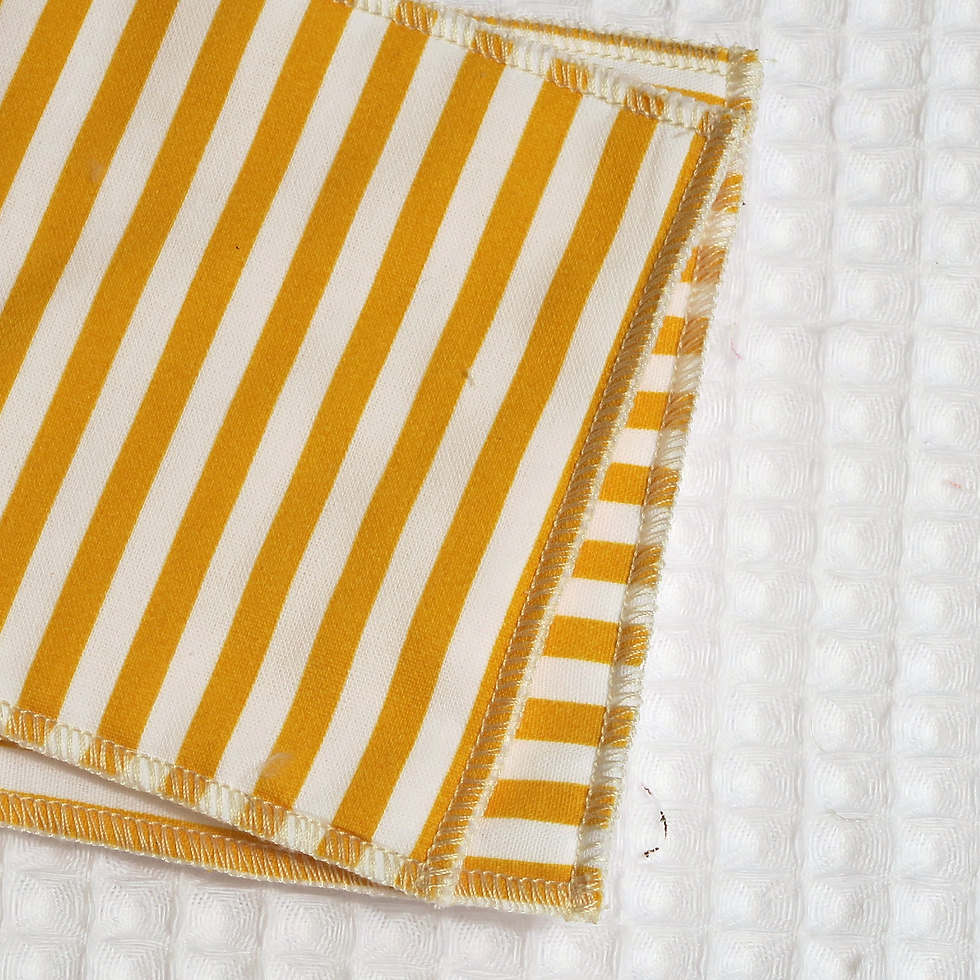 Miniature : Lingettes Lavables x 5 - 10x10 cm - STRIPES YELLOW