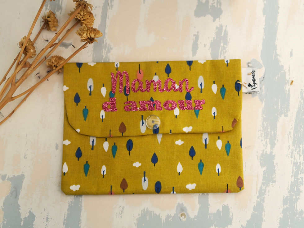 Miniature : Pochette “Maman d’amour” – Message en paillettes | Fait main en France