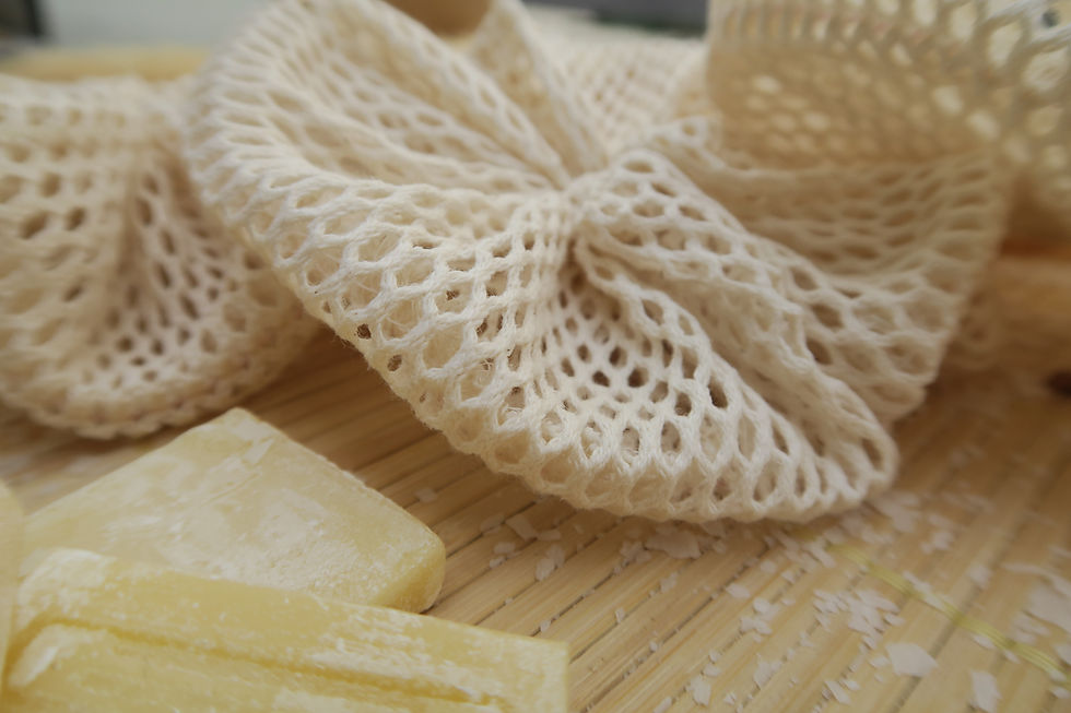 Miniature : Fleur de douche Vagabondes – Coton résille bio, fait main en France