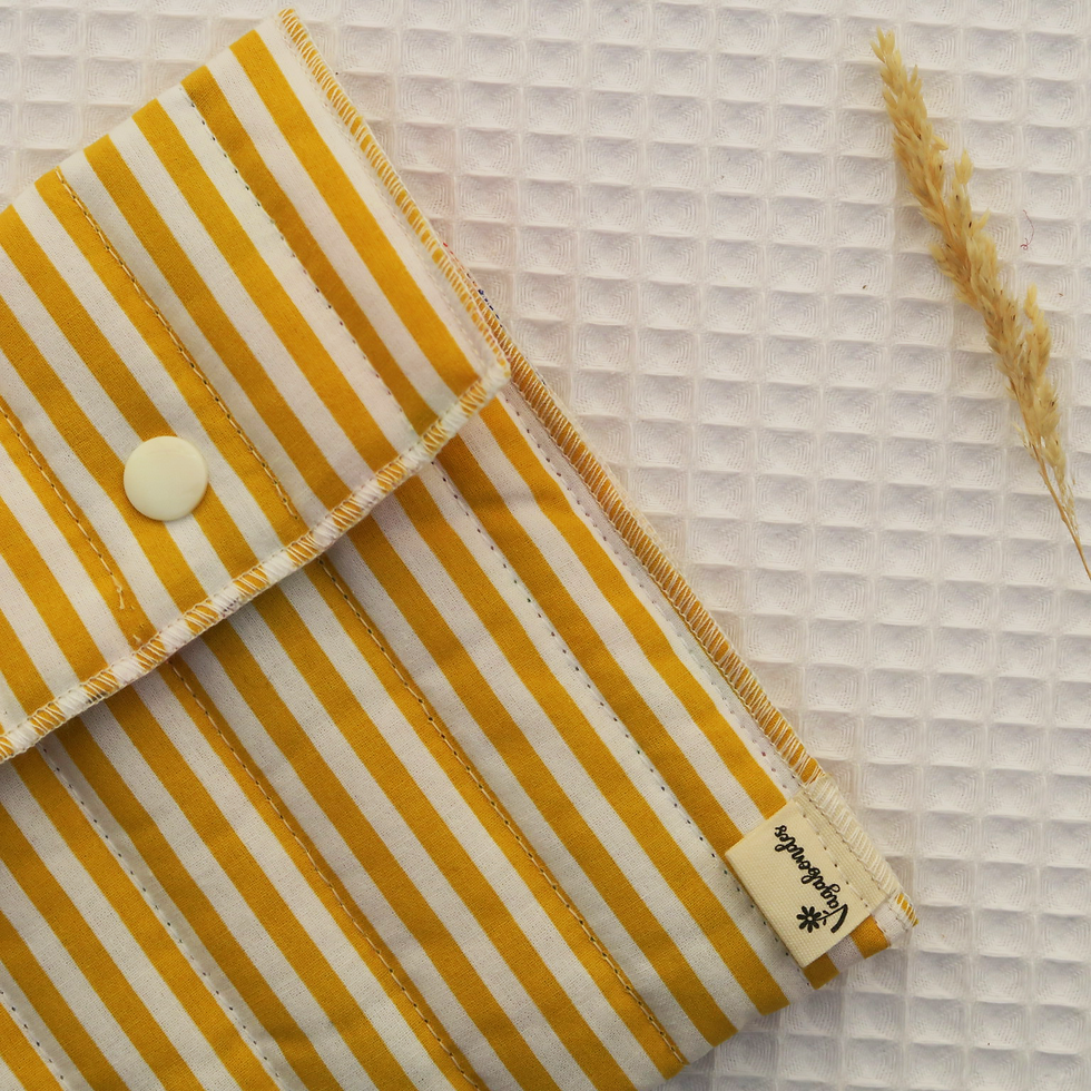Miniature : Pochette à livre coton - Format Poche ou Broché - STRIPES YELLOW