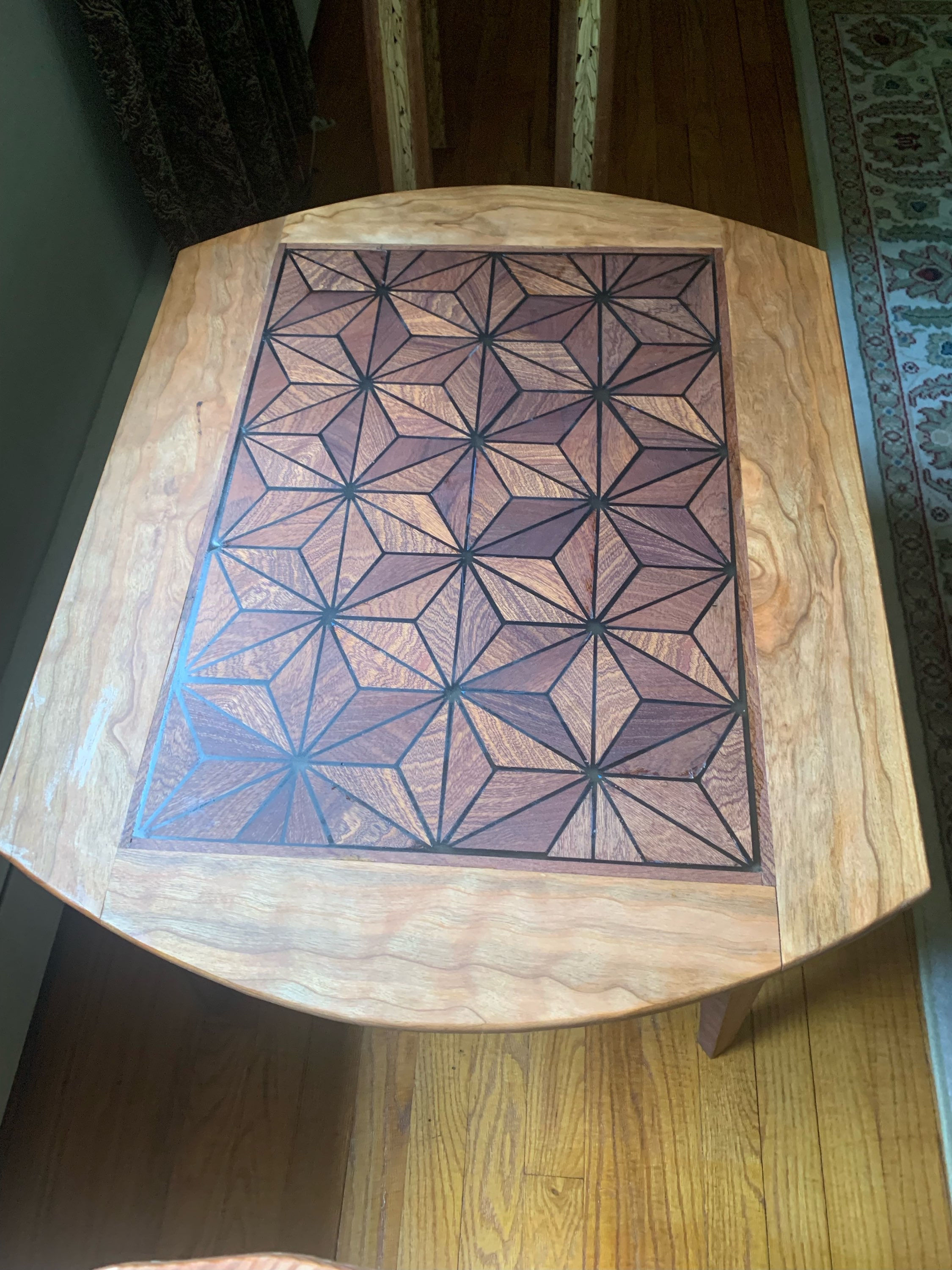 Modern cherry and mahogany coffee table