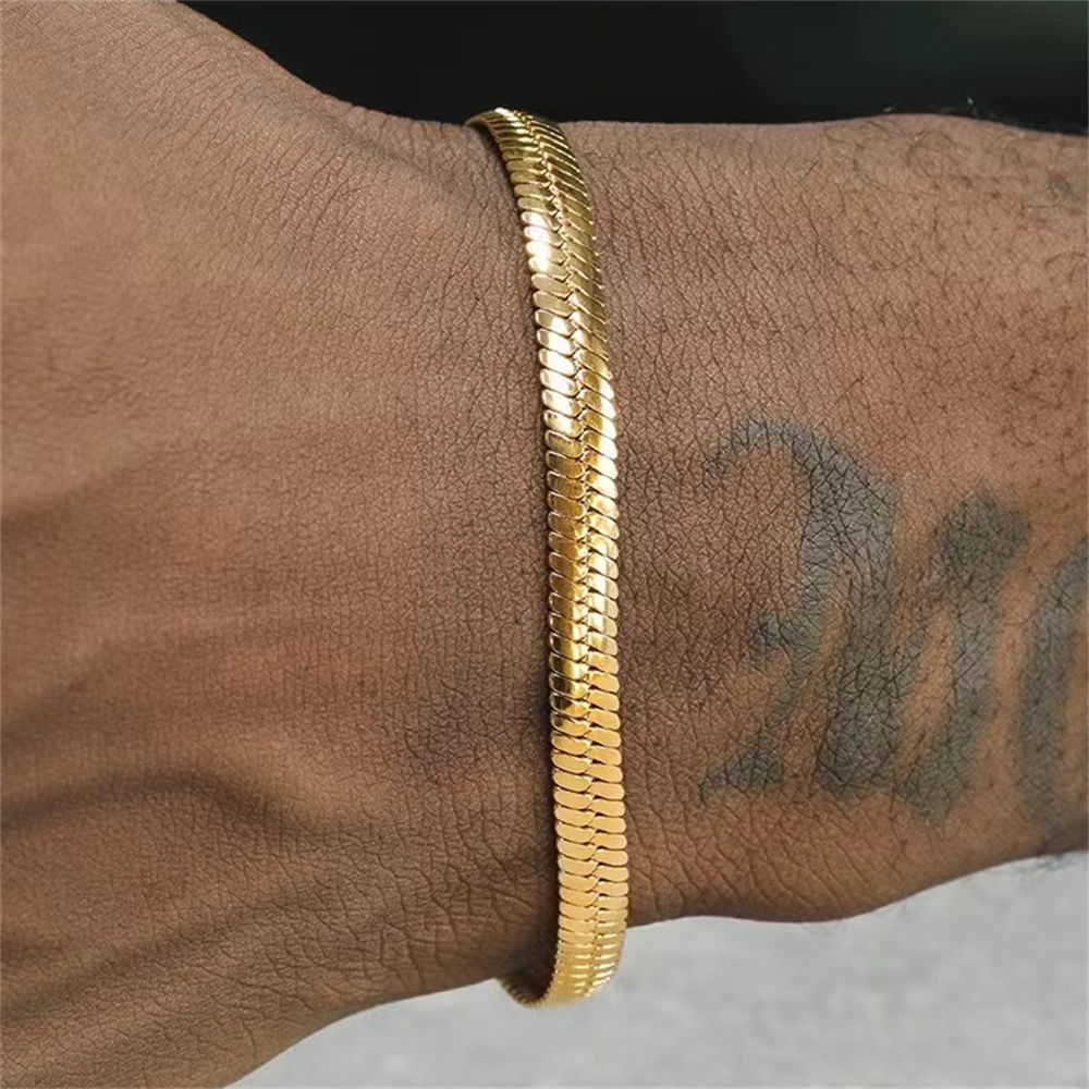 Pulseira Masculina em Aço Inoxidável com Corrente Snake