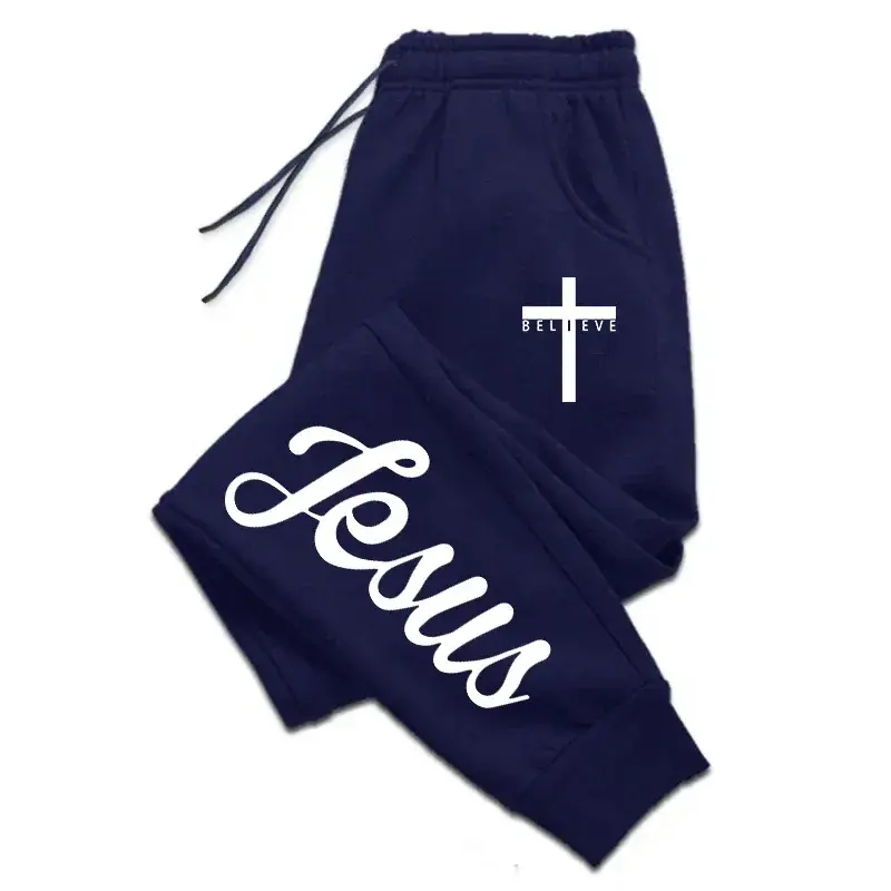 Miniatura: Calça Masculina Jogger Casual com Estampa de Cruz – Conforto e Estilo  Confo