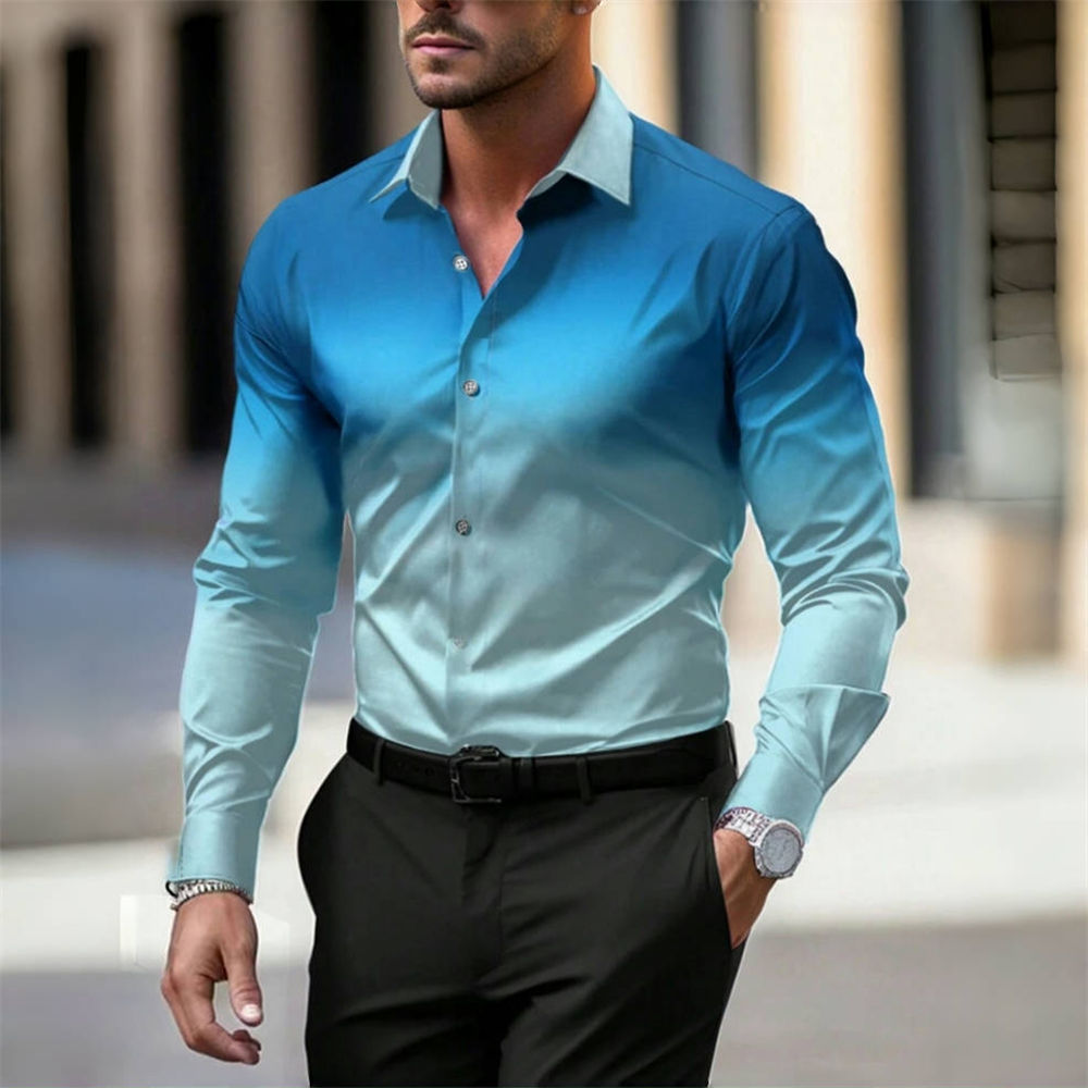 Camisa Masculina Casual Estampada 3D – Manga Longa