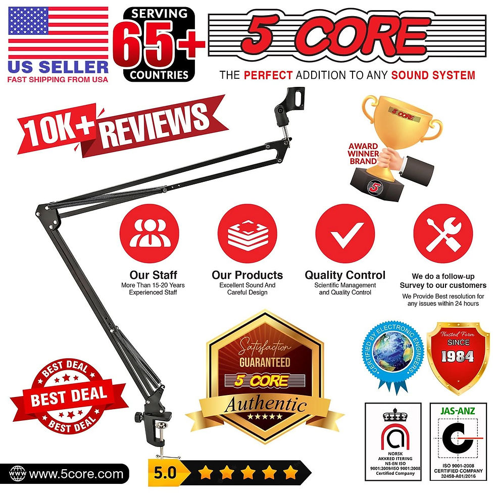 Miniatura: 5Core Microphone Boom Arm Desk Mic Stand Adjustable Clamp Suspension Boom Stands