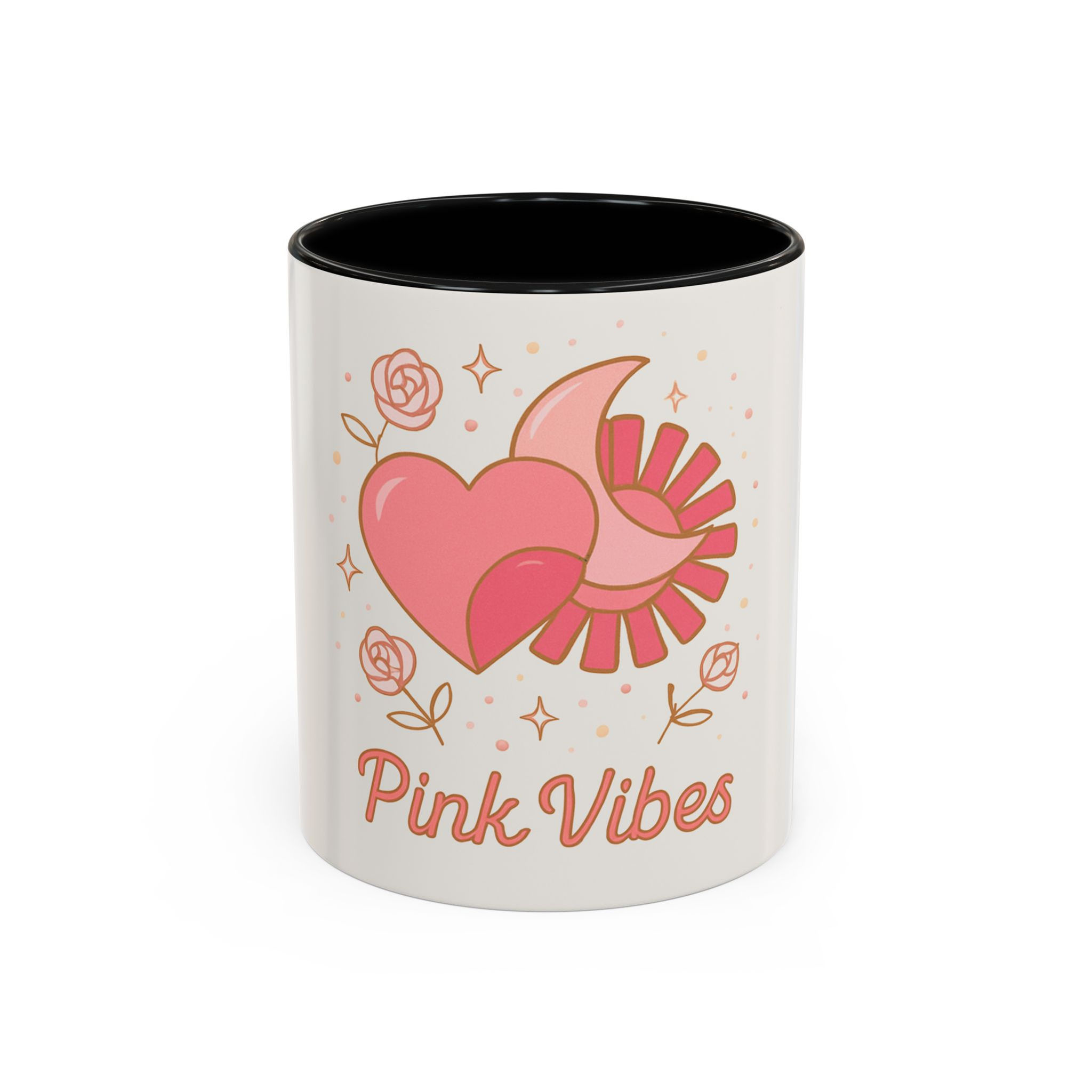 Pink Vibes Coffee Mug - Heart Design,