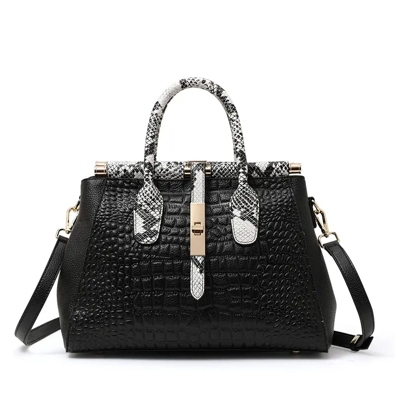 Thumbnail: New Crocodile Pattern Womens Capacity Luxury Cowhide Commuter Shoulder Bag