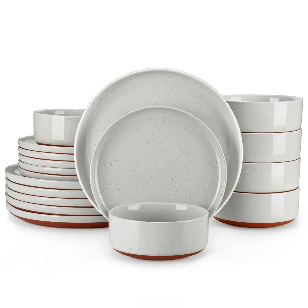 MALACASA TARA Layered Glaze Dinnerware Set With 6PCS Dinner Plate/Dessert/Bowl