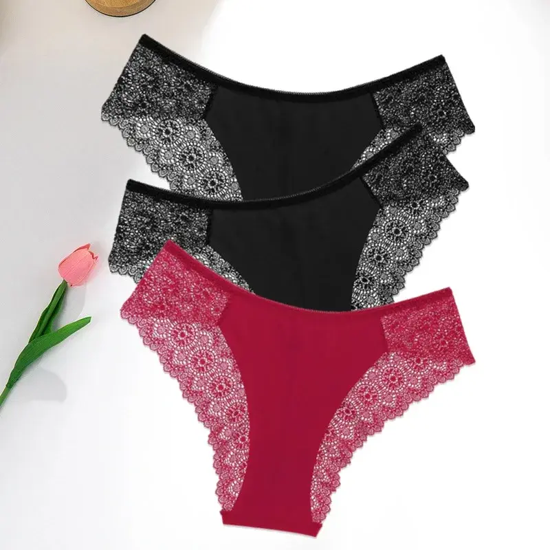 Thumbnail: WarmSteps 3Pcs/Lingerie Female Underpanties Underwear for Woman Low Rise Briefs