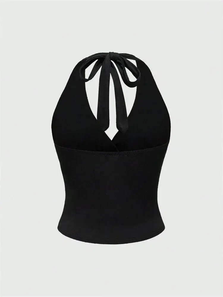 Thumbnail: Leopard Printed V-Neck Backless Sexy Y2K Sleeveless Ruched Top Streetwear