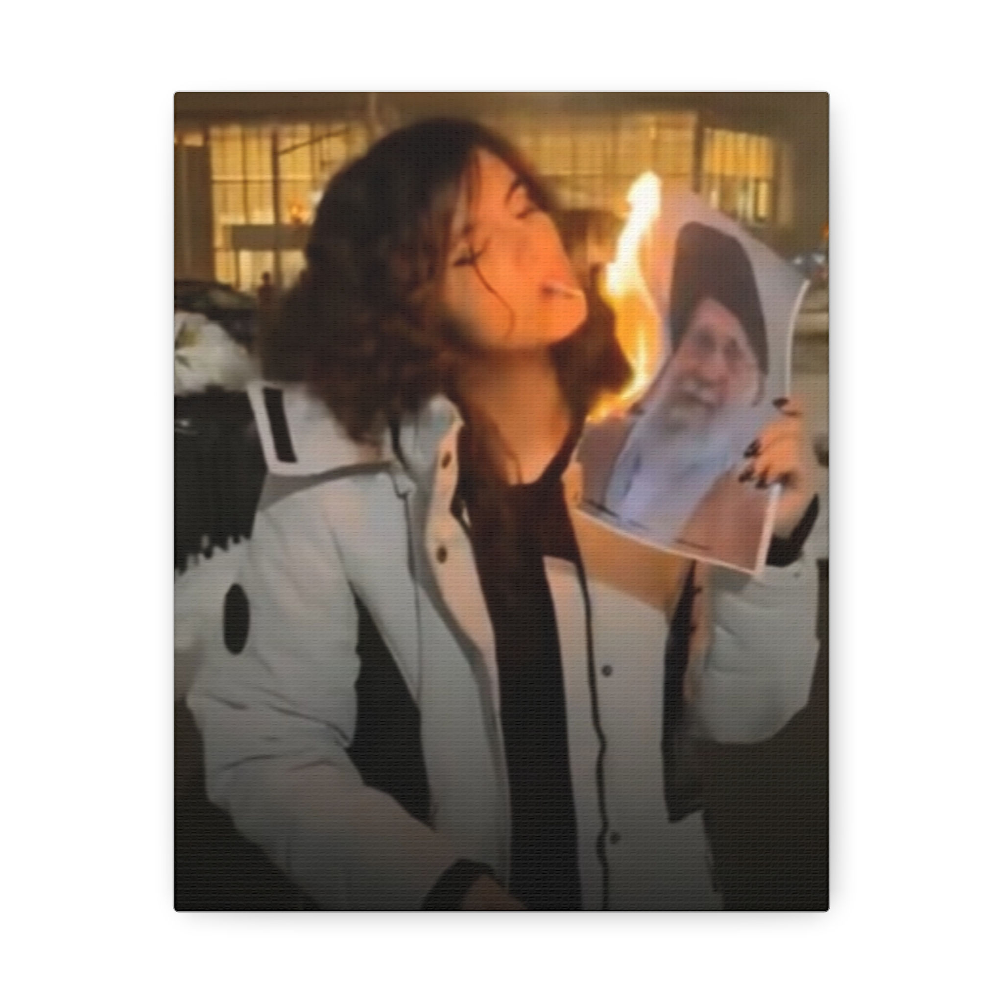 Wall Art | Iranian Cigarette Girl Burning Photo of Ayatollah