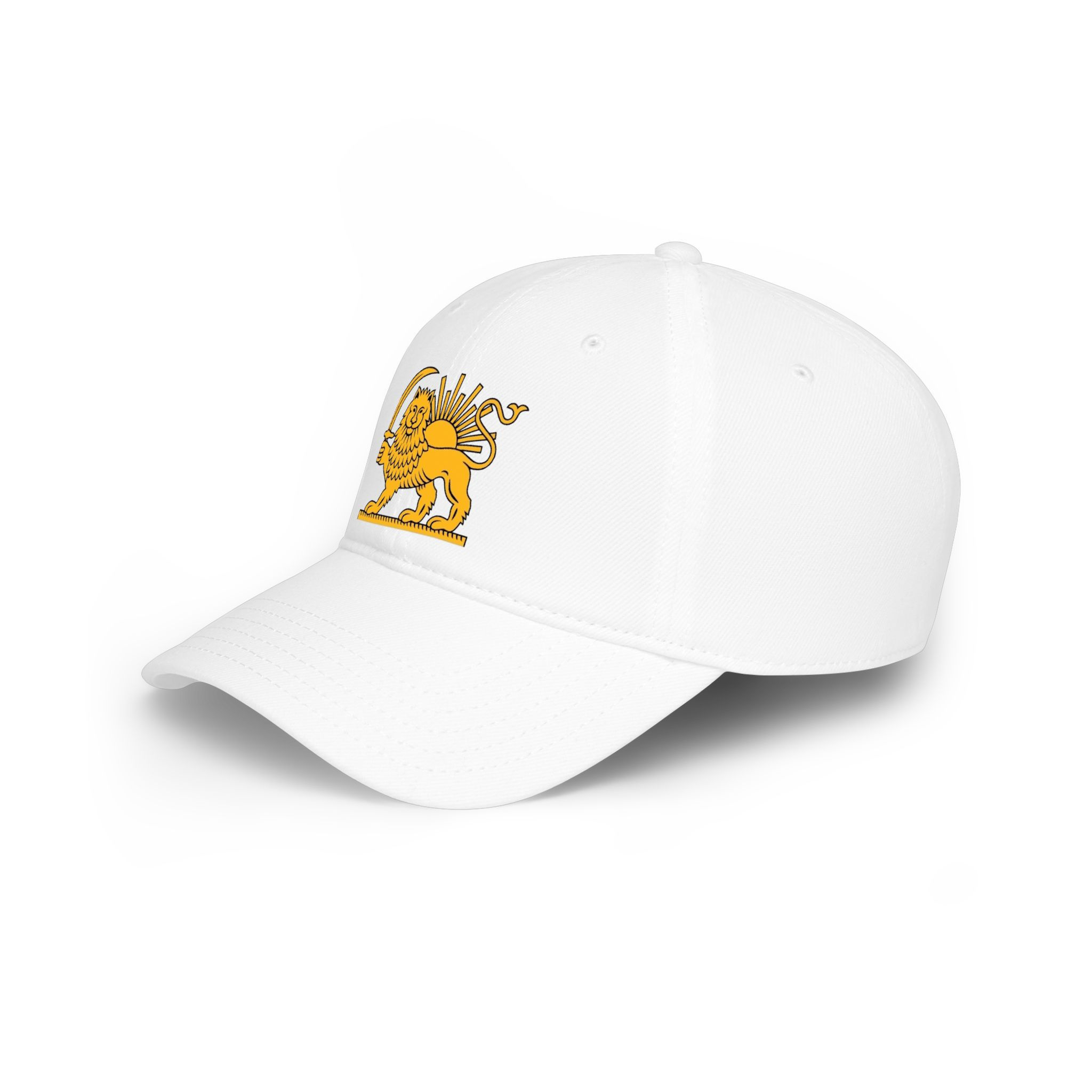 Persian Lion and Sun White Hat Embroidered Baseball Cap