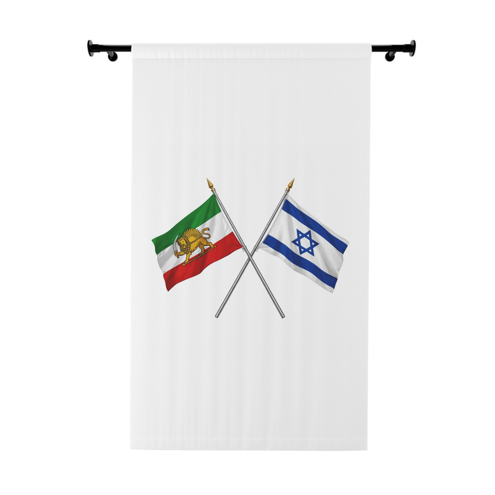 Iranian Lion and Israeli Flag crossed flags Window Curtain | Single Panel