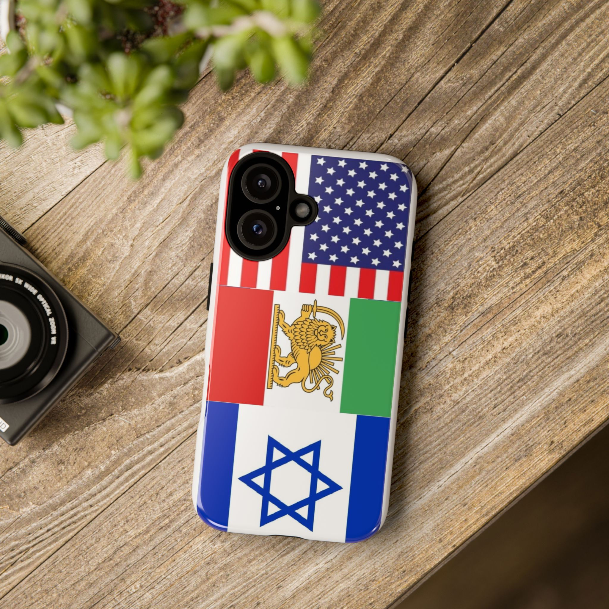 Mixed Flag Collage Phone Case | American, Iranian, Israeli Flag, 50 Sizes