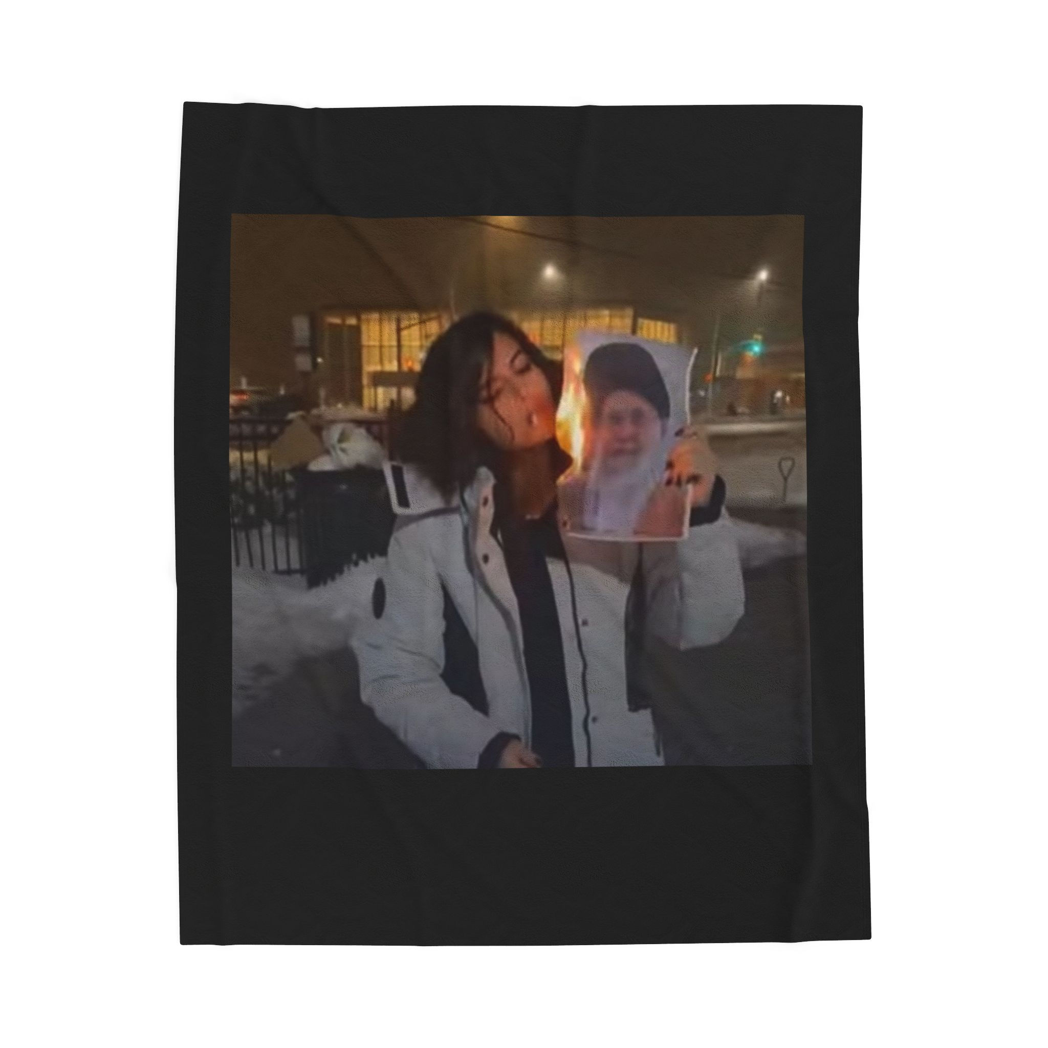 Iran Revolution Cigarette Girl Velveteen Plush Blanket Memory Throw
