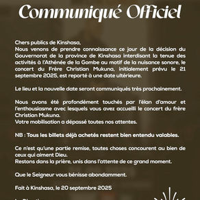 Communiqué officiel de Maajabu Gospel