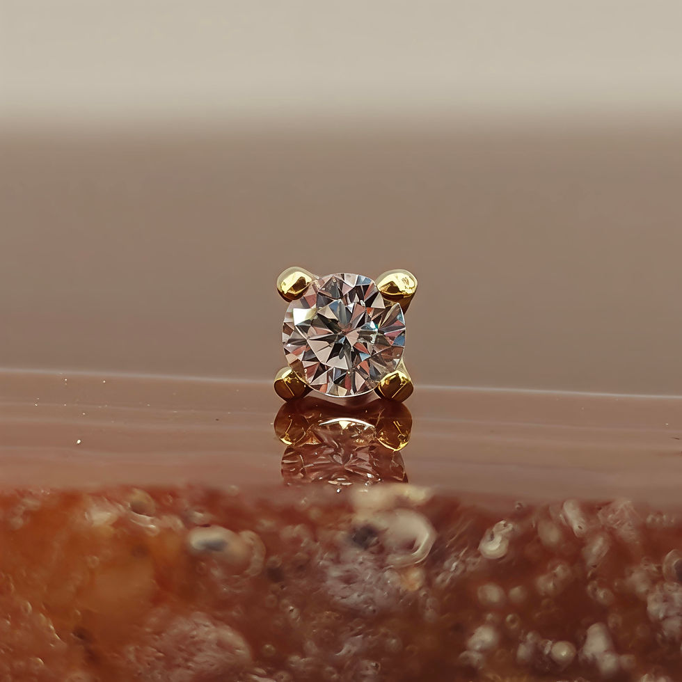 Anatometal - Tiffany End - !8k Yellow Gold Prong Set Swarovski Gem