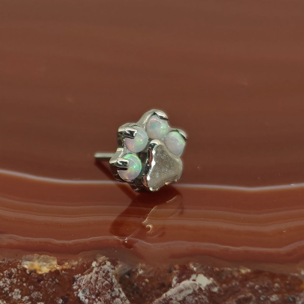 Industrial Strength - White Opal Paw End - APP Approved Implant Grade Titanium