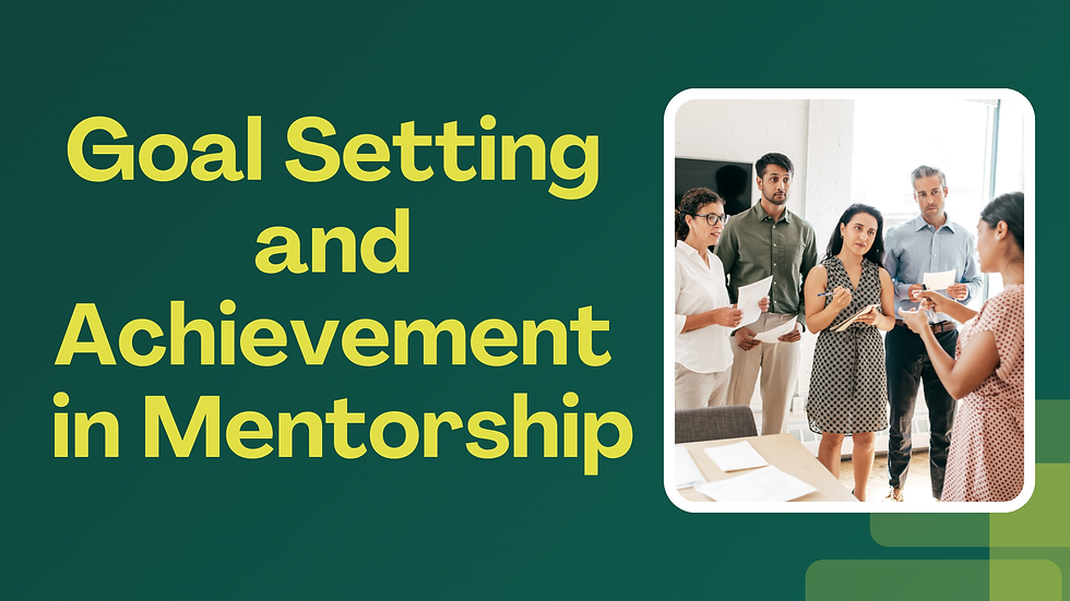 A mentor and mentees reviewing goals, highlighting the importance of goal setting in mentorship.