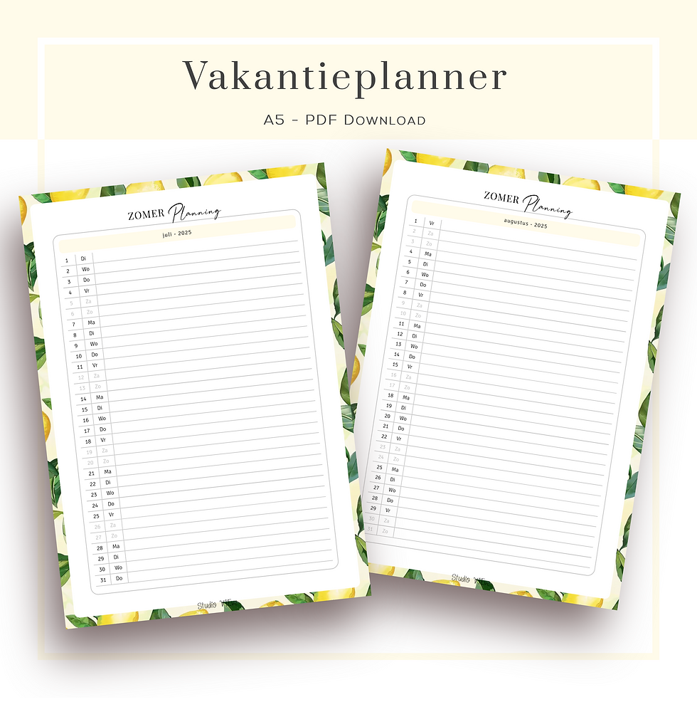 Thumbnail: Vakantieplanner 2026 -  printable