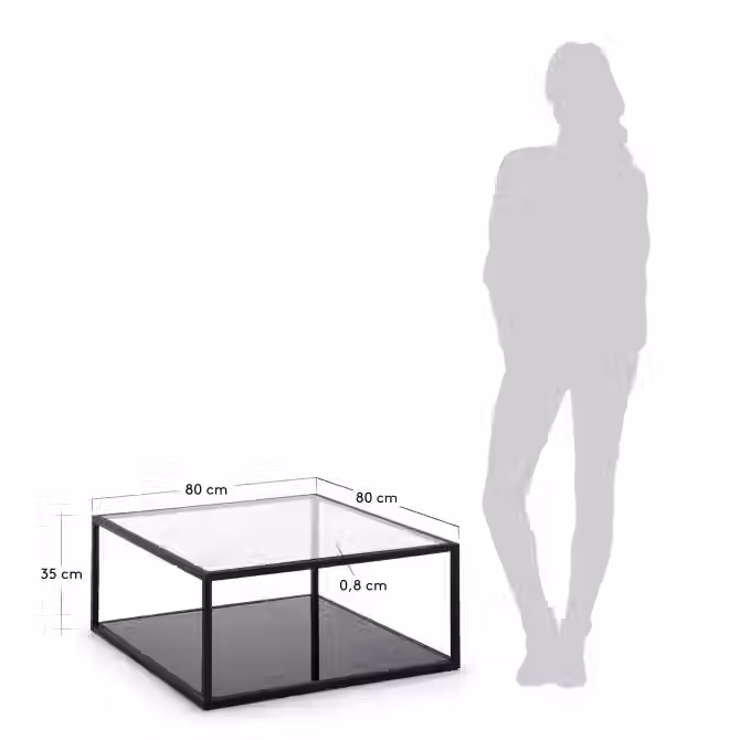 Miniatura: Mesa de centro Blackhill 80 x 80 cm cristal y acero acabado negro