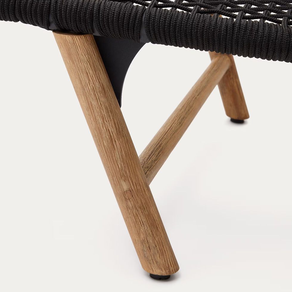 Miniatura: Tumbona Dandara estructura de acero cuerda negro y patas de madera maciza