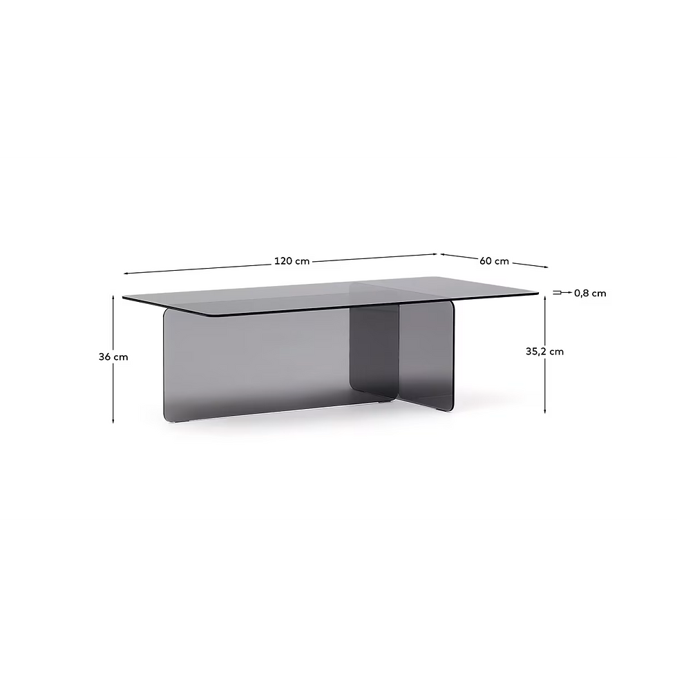 Miniatura: Mesa de centro Zaren de cristal templado gris 120 x 60 cm