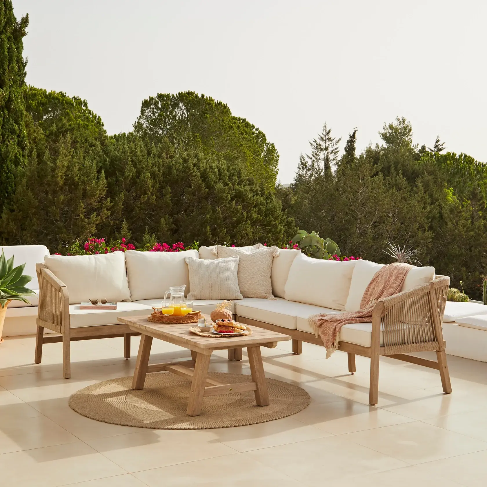 Conjunto de sofá esquinero de madera para jardín Shiro